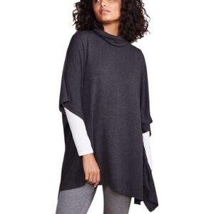Lou & Grey Signaturesoft Cowl Neck Poncho Charcoal XS Super Soft EUC